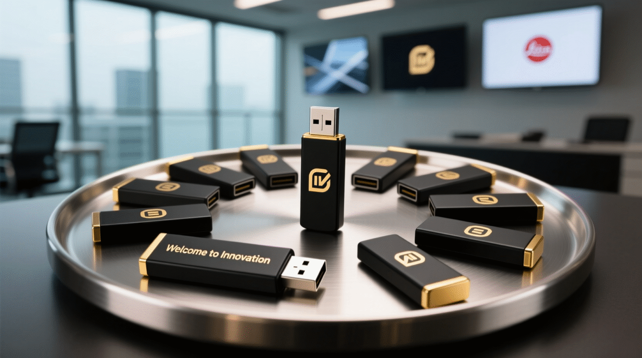 Kurumsal hediye için özel kutulu USB logo baskı